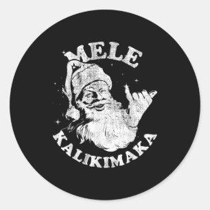 Adesivo Redondo Mele Kalikimaka Retro Havaí Papai Noel Aloha Natal