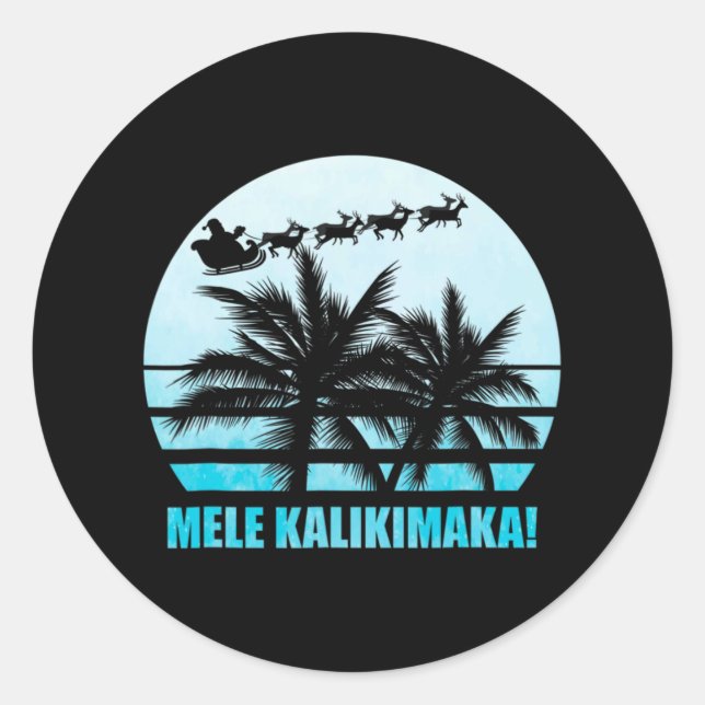 Adesivo Redondo Mele Kalikimaka Retro Havaiana Família Natal Va (Frente)