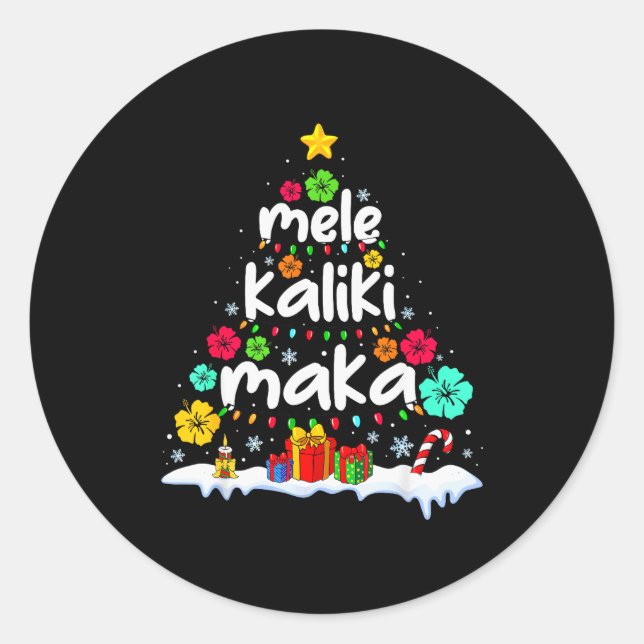 Adesivo Redondo Mele Kalikimaka Trocal Christmas Hawaiian Santa Xm (Frente)