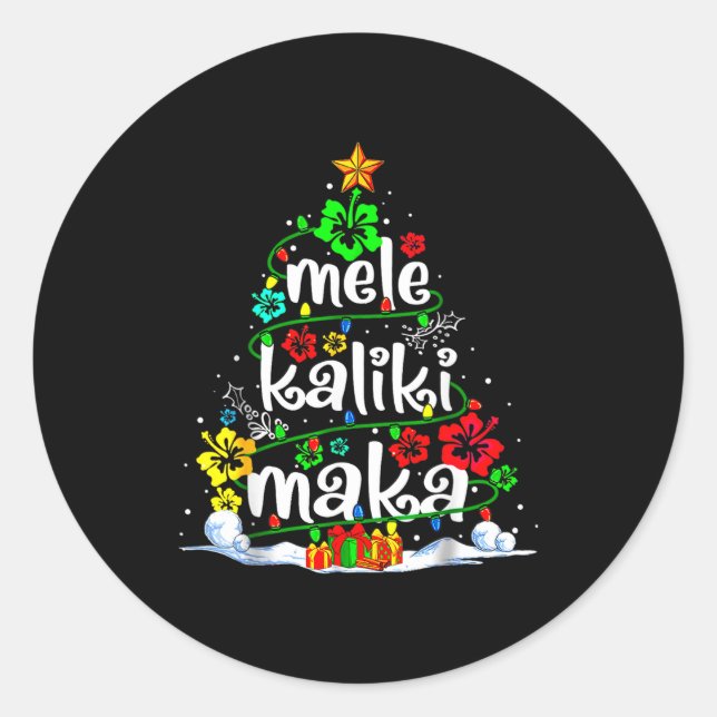 Adesivo Redondo Mele Kalikimaka Trocal Christmas Hawaiian Santa Xm (Frente)