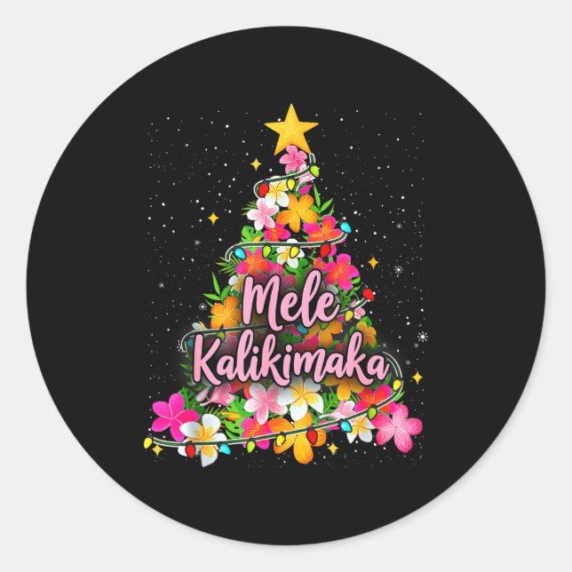 Adesivo Redondo Mele Kalikimaka Trocal Christmas Hawaiian Xmas  (Frente)