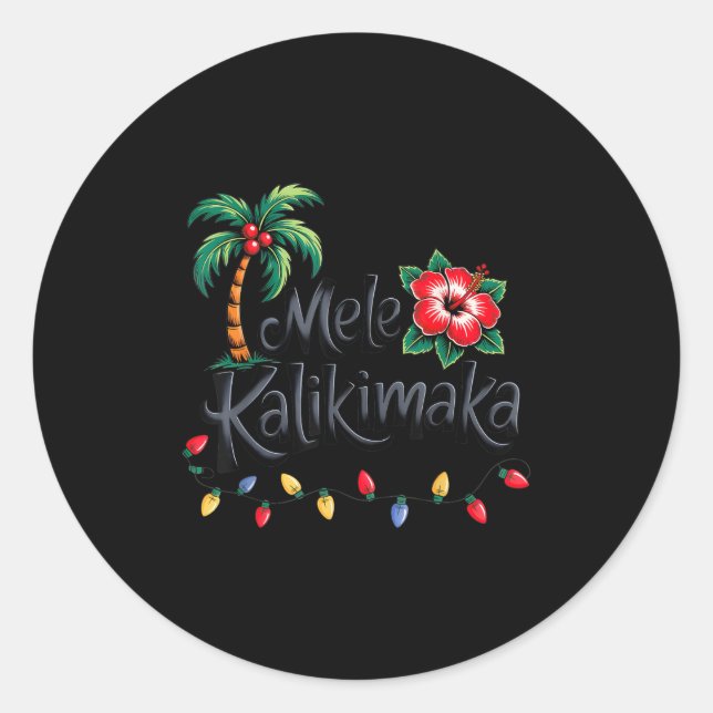 Adesivo Redondo Mele Kalikimaka Trocal Christmas Hawaiian Xmas Fam (Frente)