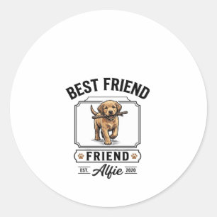 Adesivo Redondo Melhor Amigo Alfie Design Vintage Amante de Cães_1