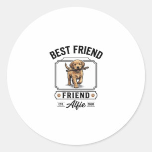 Adesivo Redondo Melhor Amigo Alfie Design Vintage Amante de Cães_1