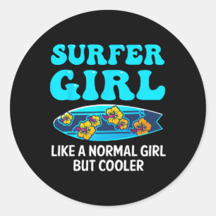 Adesivo Redondo Melhor Arte de Surf para Meninas Mulheres Praia Su