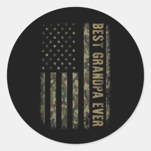 Adesivo Redondo Melhor Avô Alguma Vez Camuflagem Bandeira American