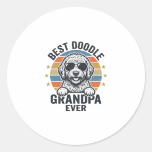 Adesivo Redondo Melhor Avô Doodle de Todos os Tempos Camisa Vintag