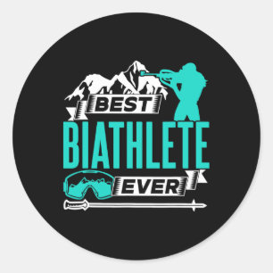 Adesivo Redondo Melhor Biathlete Ever Sports Biathlon 1