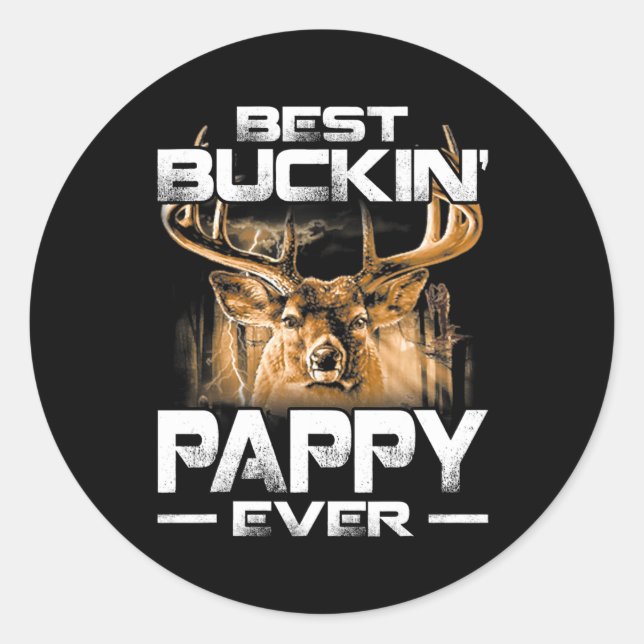 Adesivo Redondo Melhor Buckin' Pappy Ever Deer Hunting Bucking (Frente)