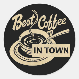 Adesivo Redondo Melhor café na Cidade Sépia