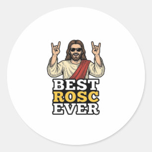 Adesivo Redondo Melhor Camisa Religiosa de Mão de Rock Vintage de