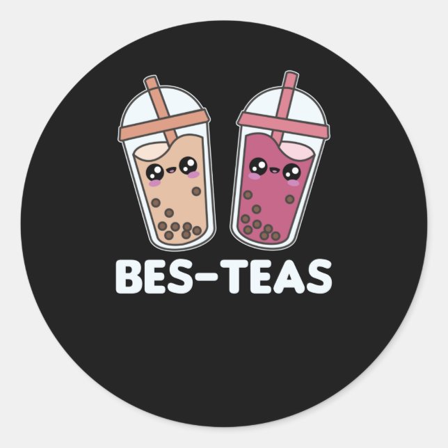 Adesivo Redondo Melhor Chás - Bolha Tea Kawaii Boba Tea Love (Frente)