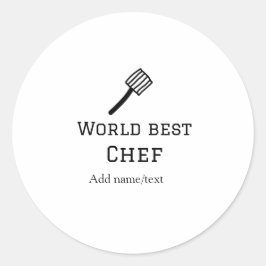 Adesivo Redondo Melhor chef do mundo adicionar nome texto cozinhar