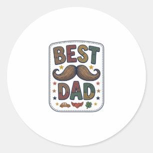 Adesivo Redondo Melhor Design de Pai Bigode Vintage Vector Pai_1