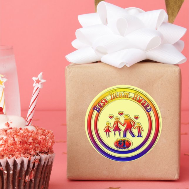 Adesivo Redondo Melhor família Rainbow Prêmio da mãe (Festa)