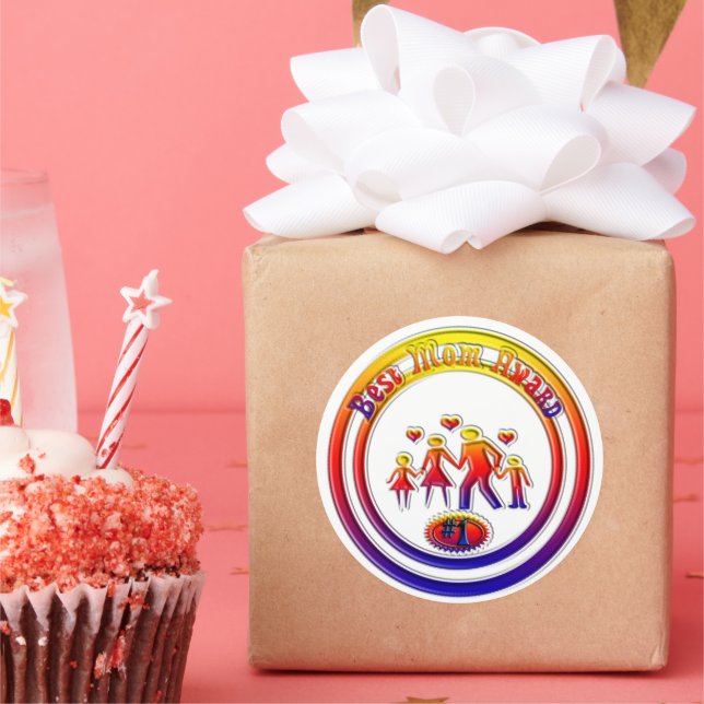Adesivo Redondo Melhor família Rainbow Prêmio da mãe (Festa)