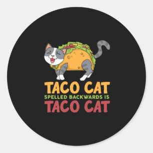 Adesivo Redondo Melhor Gato De Taco Ortografado Para Trás É Gato