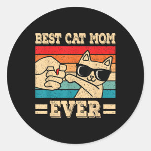 Adesivo Redondo Melhor Gato Mãe De Gato Muito Engraçado Retro Vint