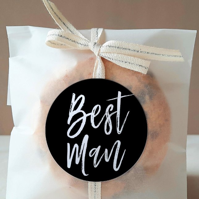 Adesivo Redondo Melhor Homem | Estilo de Script Negra (Criador carregado)