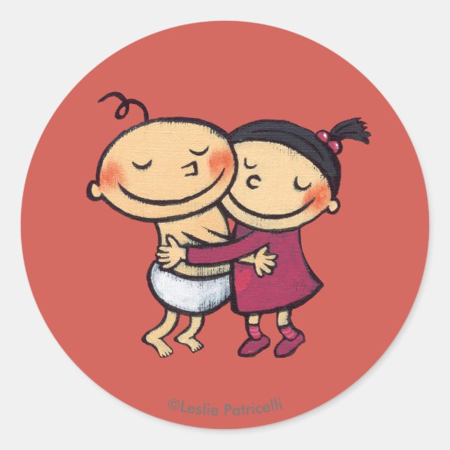 Adesivo Redondo Melhor Hugging de Amigos (Frente)
