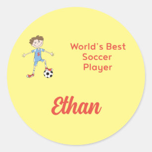 Adesivo Redondo Melhor Jogador de Futebol do Mundo Personalizado c