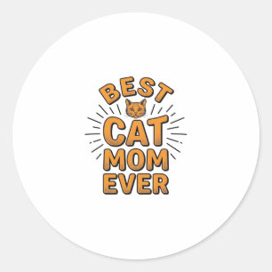 Adesivo Redondo Melhor Mãe de Gato de Todos os Tempos Design de Gr