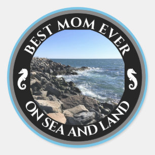 Adesivo Redondo Melhor Mãe Nunca Azul Oceano Atlântico Rocky Sea