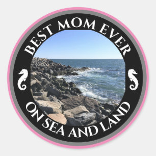 Adesivo Redondo Melhor Mãe Nunca Azul Oceano Atlântico Rocky Sea