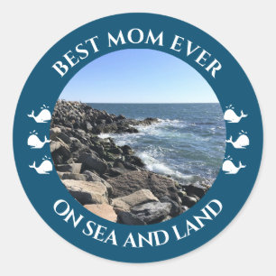 Adesivo Redondo Melhor Mãe Ondas do Oceano Atlântico do Mar Azul
