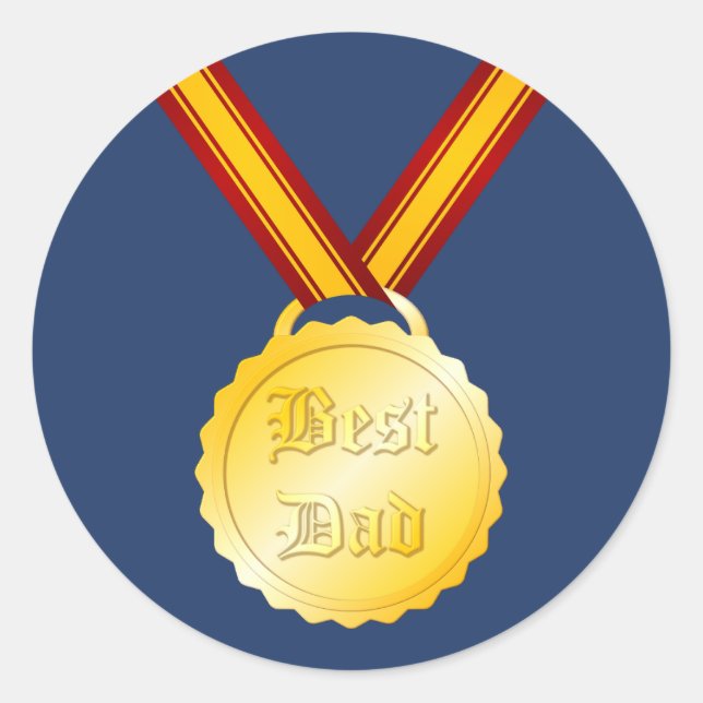 Adesivo Redondo Melhor Medalha de Pai Dia do Pai (Frente)
