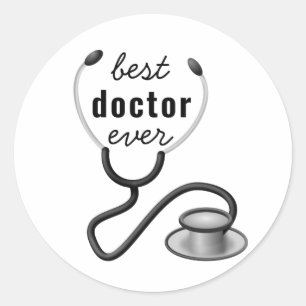 Adesivo Redondo Melhor Médico de Todos os Tempos Estetoscópio Grad