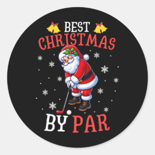 Adesivo Redondo Melhor Natal Pelo Par Santa Golf Player Golfe Aman