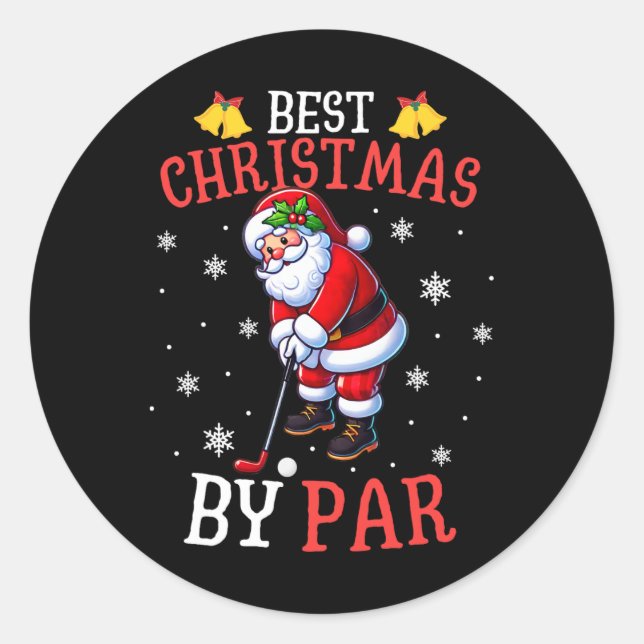 Adesivo Redondo Melhor Natal Pelo Par Santa Golf Player Golfe Aman (Frente)