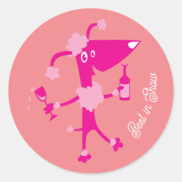 Adesivo Redondo Melhor no Bebendo Poodle Dog