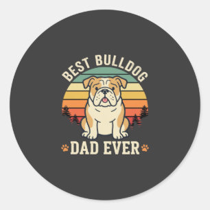 Adesivo Redondo Melhor Pai Bulldog de Todos os Tempos Vetor Retro