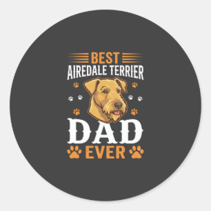 Adesivo Redondo Melhor Pai de Airedale Terrier de Sempre Amante de