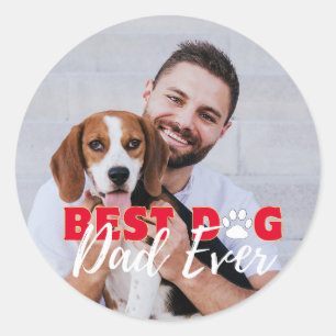 Adesivo Redondo Melhor Pai De Cachorro Alguma Vez Personalizado Fo