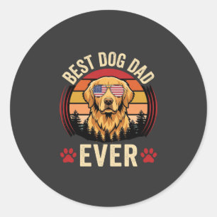 Adesivo Redondo Melhor Pai de Cachorro de Todos os Tempos Retro Go