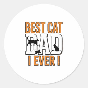 Adesivo Redondo Melhor Pai de Gato de Todos os Tempos Camisa Vinta