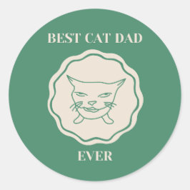 Adesivo Redondo Melhor Pai de Gato Incrível de Todos os Tempos