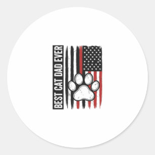 Adesivo Redondo Melhor Pai de Gato Patriota Desenho de Bandeira de