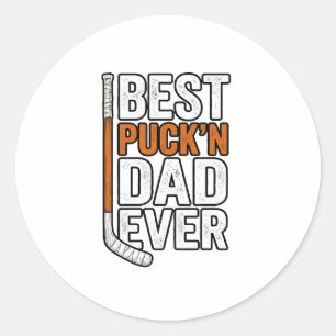 Adesivo Redondo Melhor Pai de Hockey Puck'n Pai de Sempre Vector D