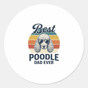 Adesivo Redondo Melhor Pai de Poodle de Todos os Tempos Camisa de
