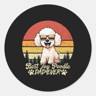 Adesivo Redondo Melhor Pai de Poodle Toy Branco de Todos os Tempos