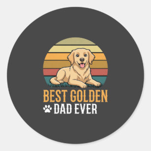 Adesivo Redondo Melhor Pai do Golden Retriever de Sempre Retro Cac