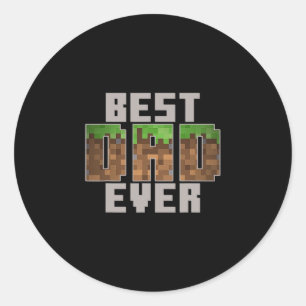 Adesivo Redondo Melhor Pai do Mundo Pixel Block Terra Gr Piada Art