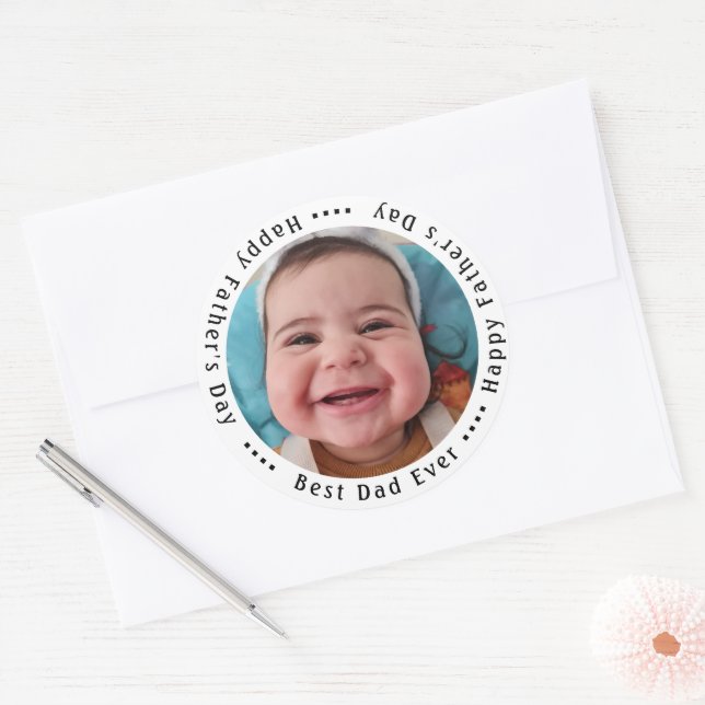 Adesivo Redondo melhor pai, feliz, foto de feriado do dia de os pa (Envelope)
