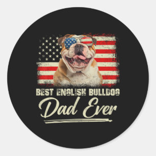 Adesivo Redondo Melhor Pai Inglês Buldog Já Pai Usa Flag Fathe