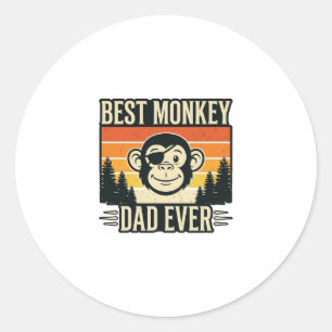 Adesivo Redondo Melhor Pai Macaco de Todos os Tempos Camisa Vintag