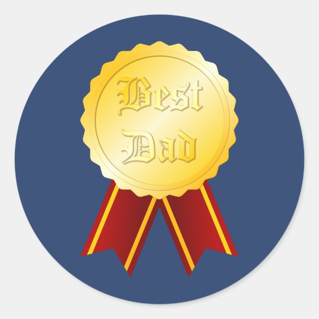 Adesivo Redondo Melhor Pai Medalha Ribbon Dia dos Pais (Frente)